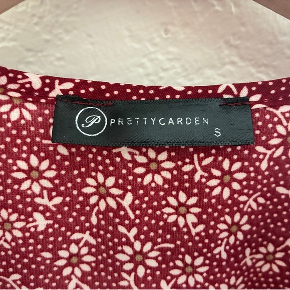 Pretty Garden Red Floral Maxi Wrap Dress - Brick Red- Small - Picture 5 of 5